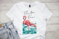 Дамска тениска Motif с цветна щампа Фламинго Follow your dream , снимка 1 - Тениски - 44811789