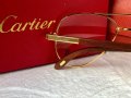 Cartier висок клас мъжки слънчеви очила авиатор с дървени дръжки, снимка 12