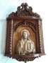 Дърворезба- домашен иконостас с резбован релеф на Исус Христос, снимка 4