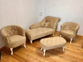 НОВ Комплект лежанка два фотьойла и пейка в бежово, снимка 5