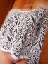 Tally Weijl Черно-бяла рошава къса блуза плетиво С/М, снимка 2