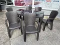 Градински комплект – маса с 6 стола, ратанов дизайн, снимка 3