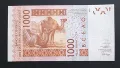 Того. Западно Африкански Щати.
1000 франка.
Буква Т. 2003 година.
 UNC, снимка 2