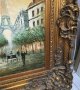 Уникална огромна барокова дървена  рамка и картина масло върху платно произход Франция 122см /93см