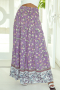 Дамска дълга пола в лилаво с флорален принт, снимка 1 - Поли - 44597808
