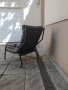 Тапициран стол с ръкохватки, черна екокожа, здрава метална конструкция., снимка 5