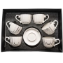 Комплект керамични чаши Сервиз от шест чаши с чинийка за топли напитки, чай или кафе, в красива карт, снимка 2
