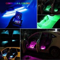 GOLDGE комплект LED Амбиент осветление за кола,Bluetooth у-е,48 RGB/8 цвята/4 музикални режима,12V, снимка 5 - Аксесоари и консумативи - 39624497
