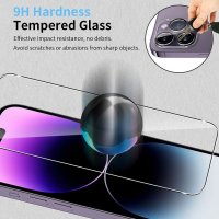 Нови 3 броя стъклен протектор за екран телефон iPhone 14 Pro 6.1 инча Защита, снимка 3 - Стъкла за телефони - 38083618