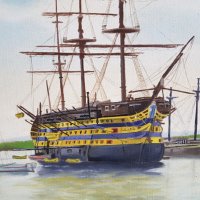 Картина Неустрашим от Карибски пирати англиски кораб маслени бои, снимка 3 - Картини - 44431740