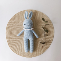 Детска играчка ръчна изработка, плетено зайче, дрънкалка и клипс за биберон, подарък за бебе, снимка 8 - Други - 41480447