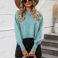 Дамски моден ежедневен едноцветен пуловер, 3цвята - 023, снимка 17 - Блузи с дълъг ръкав и пуловери - 42298291