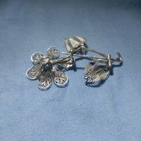 Сребърна  брошка, висулка /филигран/, снимка 3 - Колиета, медальони, синджири - 35375614