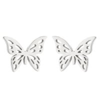 523 Обеци Пеперуда в сребристо пеперудки медицинска стомана безплатна доставка стоманени бижута, снимка 2 - Обеци - 42269486