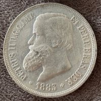 Сребърна монета Бразилия 1000 Реис 1883 г. Педро II, снимка 2 - Нумизматика и бонистика - 37833609