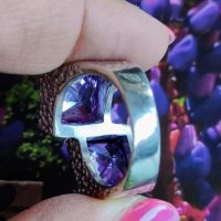 Красив сребърен пръстен с Пурпурен Аметист , снимка 5 - Пръстени - 40741582