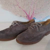 Оксфорд дамски обувки – велурени, сиви, с връзки, № 40, снимка 3 - Дамски ежедневни обувки - 34377940