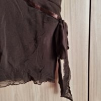 Кафява къса, прозрачна, елегантна, кафява блуза, снимка 7 - Корсети, бюстиета, топове - 39568487
