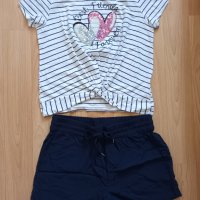 Лот къси панталонки и тениска до 160 см., снимка 1 - Детски комплекти - 37239725