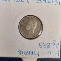 Монета Испания - 50 Сент. 1880 г. Крал Алфонсо XII - Сребро, снимка 2 - Нумизматика и бонистика - 31664993