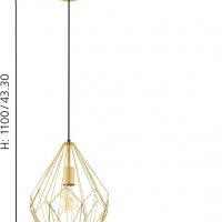 Пендел EGLO Carlton, винтидж пендел, ретро висяща лампа от стомана в матово злато, снимка 4 - Лампи за таван - 39970711