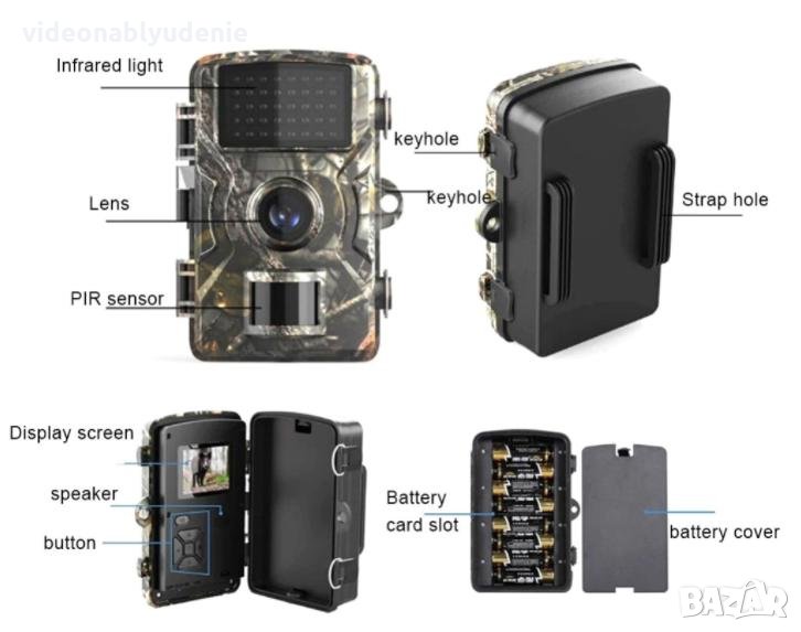 2024г 128GB Водонепромокаема FULLHD 1080P Ловна Камера+Екран Фото Капан 940nm НЕВИДИМО Нощно Виждане, снимка 1