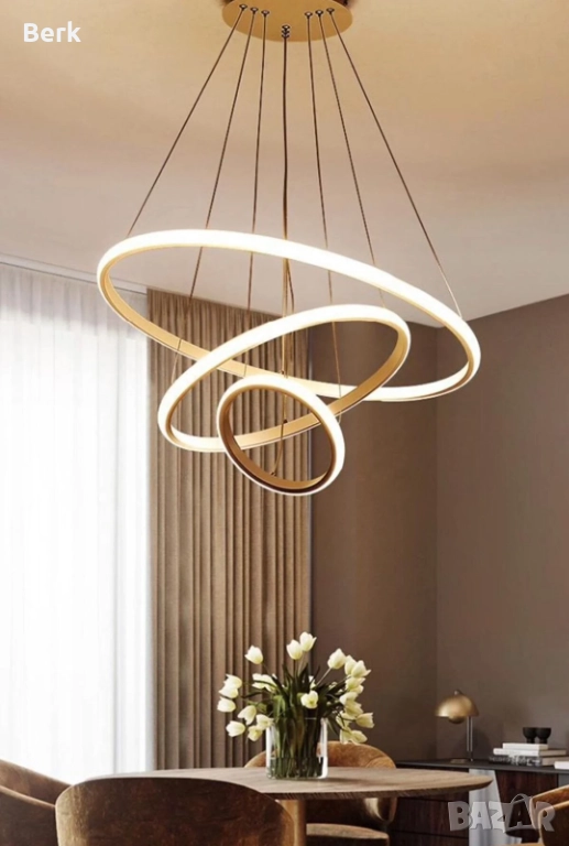  Луксозен LED полилей 3-ка цвят Златист, снимка 1