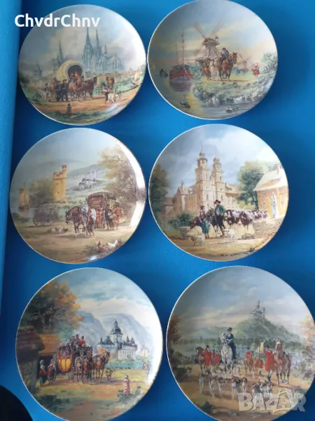 6бр Furstenberg Бавария/немска колекционерска декоративна порцеланова чиния-картина/пейзажи, снимка 1