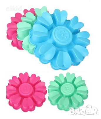 8 интересни сърца сърце листа в цвете форма за кекс кексчета мъфини силиконова форма молд за десерти, снимка 1