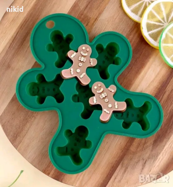 6 малко Джинджифилово човече джинджифилови човечета силиконов молд форма фондан шоколад бонбони гипс, снимка 1