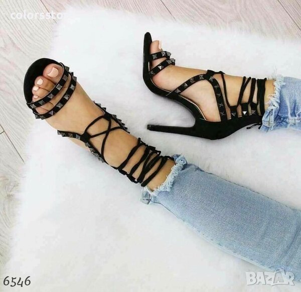 Сандали на ток - черни, снимка 1