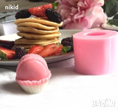 3D мъфин кексче с макарон силиконов молд форма фондан гипс свещ декор, снимка 1