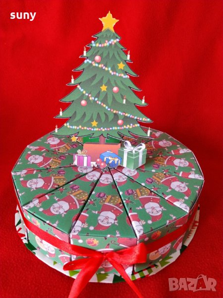 Картонена коледна торта с елха, снимка 1