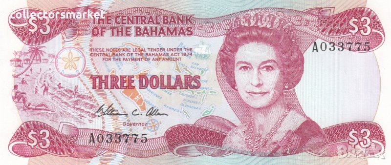 3 долара 1974, Бахамски острови, снимка 1