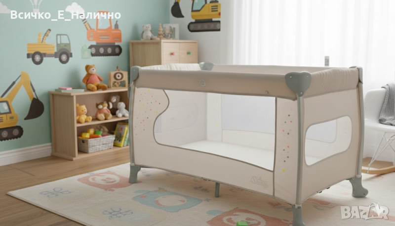 Детска кошара Cangaroo iSleep (бебешка кошара на 2 нива, с повивалник), снимка 1