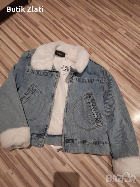 Ново дамско дънково яке с пух , снимка 1