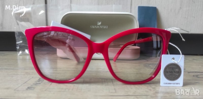 Swarovski нови дамски луксозни слънчеви очила с кристилни елементи червени , снимка 1