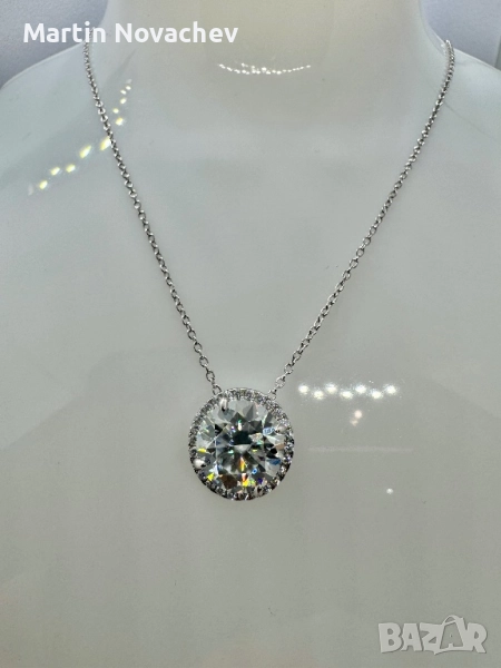 Сребърно колие с мойсанит (Диамант) 5 карата, снимка 1