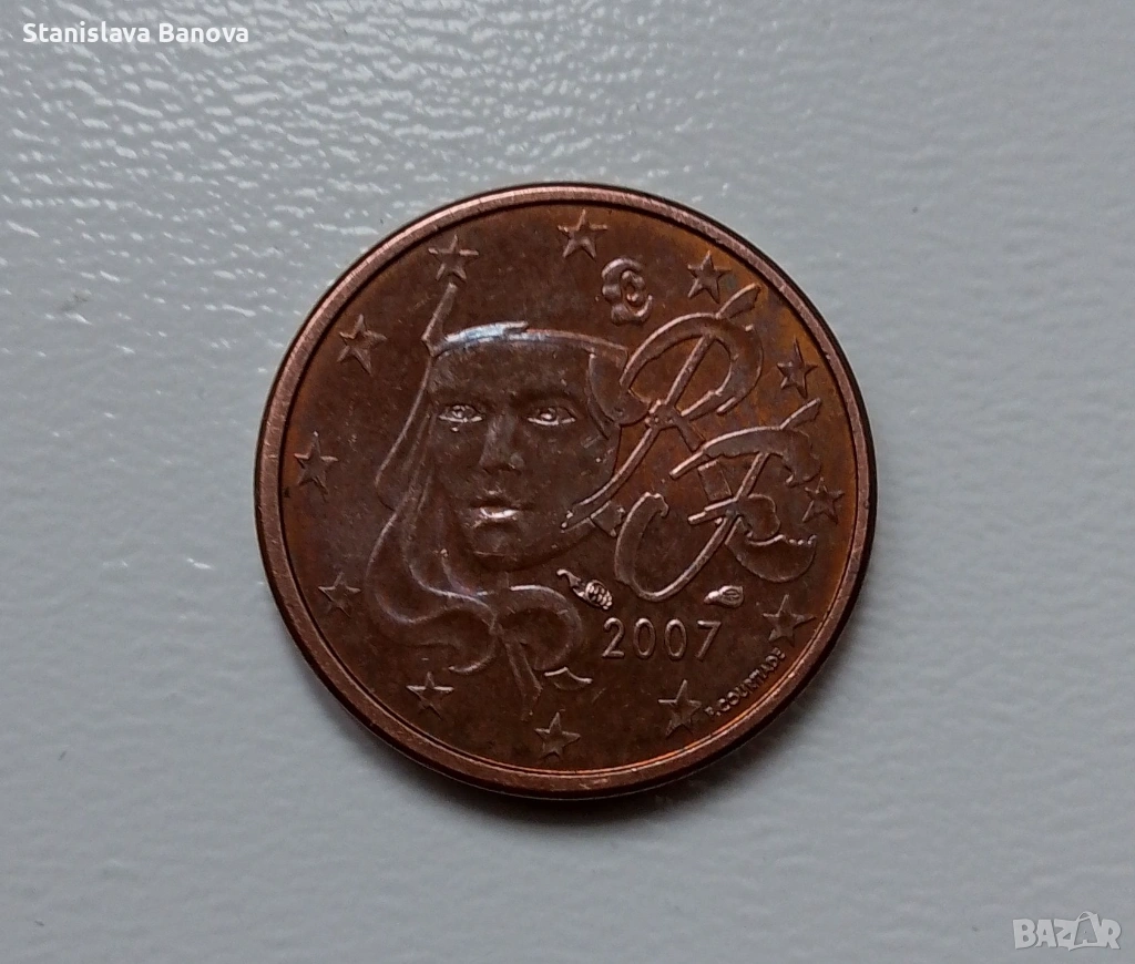 Френска монета от 1 евро цент от 2007г., снимка 1
