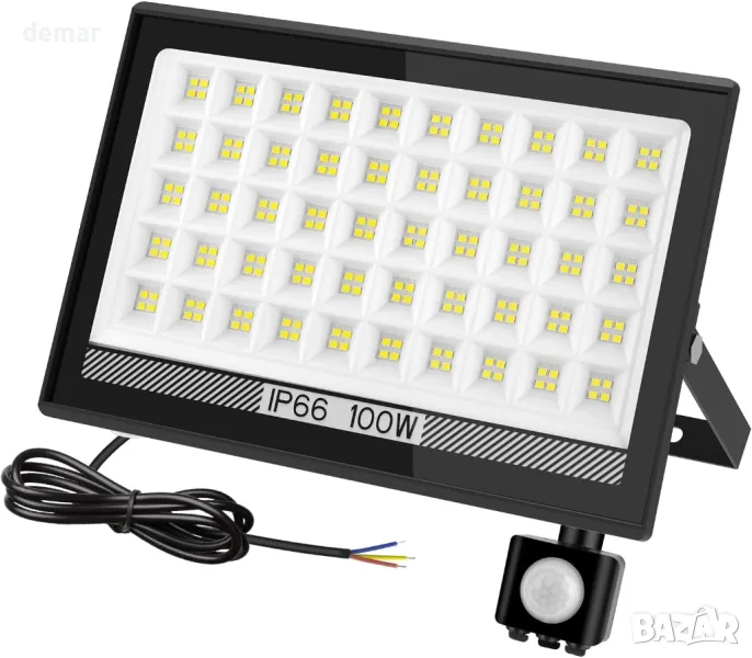 Охранителна лампа T-SUN, външна, сензор за движение, 100 W от здрач до зори, 10000 лумена LED, IP66, снимка 1