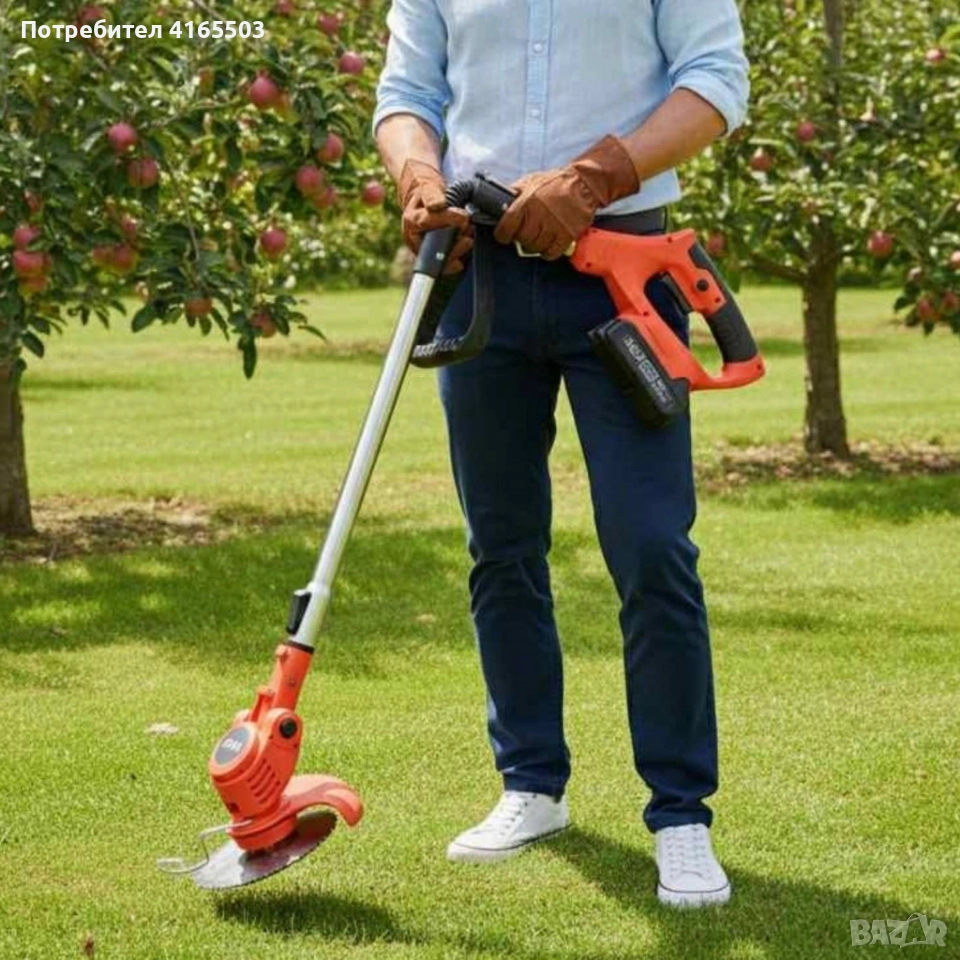 Телескопичен акумулаторен тример за трева 48V с две батерии – мощен, лек и без кабели, снимка 1