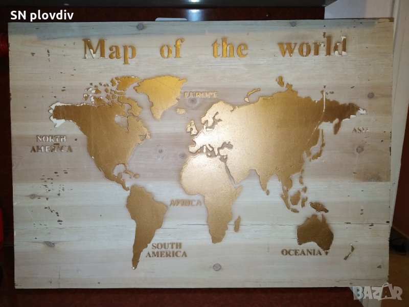 Мap of the world, дърво, снимка 1