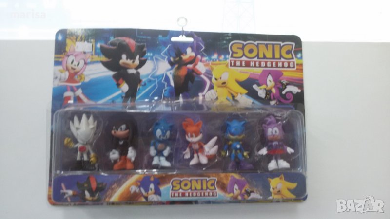 Комплект фигури за торта Соник, герои топери Соник 6 броя, блистер -962112, снимка 1