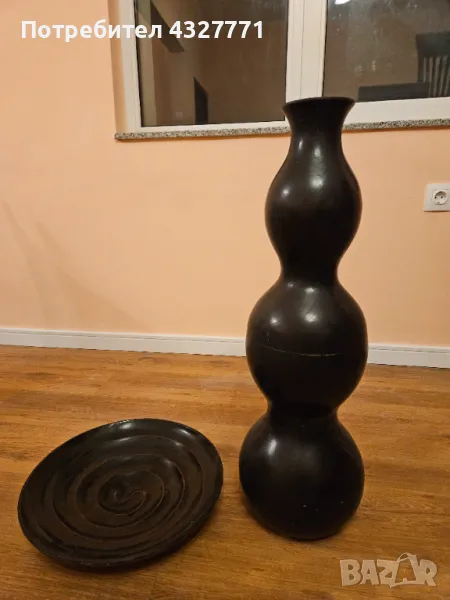 Ваза и поднос черен цвят, снимка 1