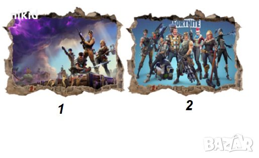 2 вида Fortnite Фортнайт стикер постер за стена лепенка декорация самозалепващ детска стая, снимка 1