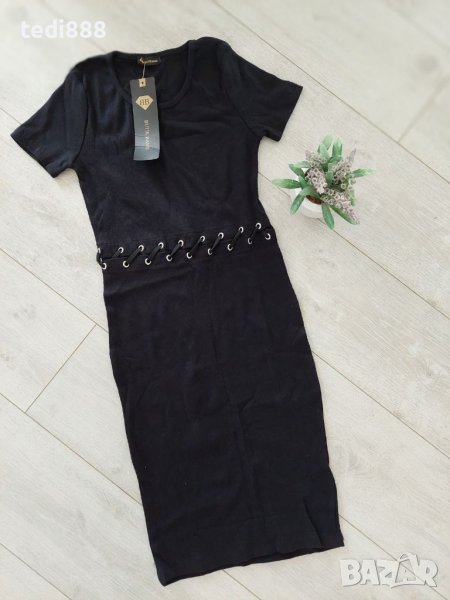 Нова черна рокля рипс, снимка 1