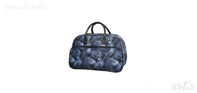 Пътна чанта 12107, Текстил, Сини листа, снимка 1