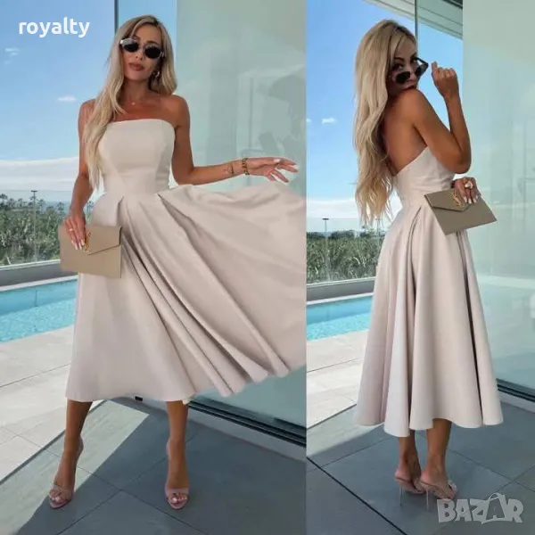 Бежова дамска рокля , снимка 1