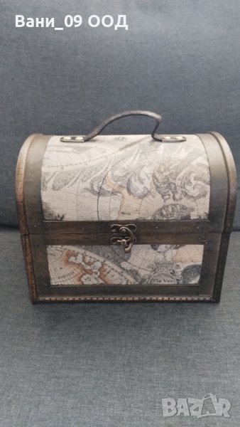 Сандъче за съхранение-дърво и кожа, снимка 1