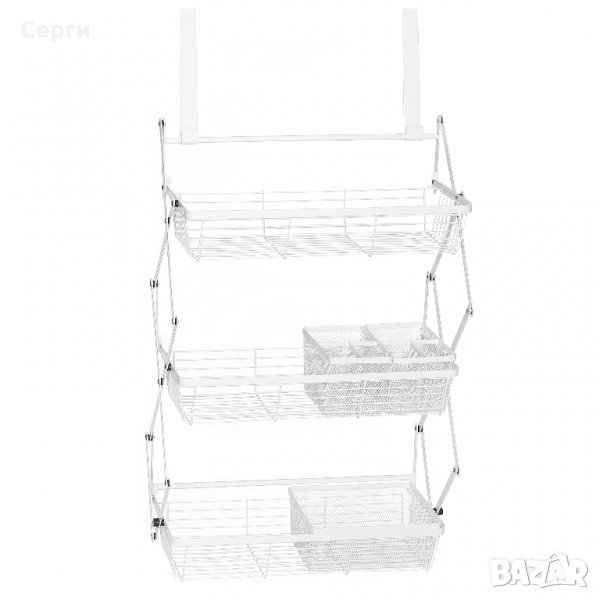 Рафт за врата FOLD IT, 3 кошници за съхранение, Сгъваеми, Бял, снимка 1